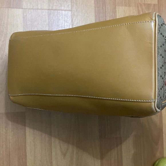 Vintage Gucci Monogram Boston Canvas Leather Handbag Shoulder Bag Made in Italy - Picture 5 of 9